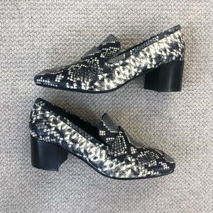 Marc Fisher Hudson Snake Print Block Heel Loafers